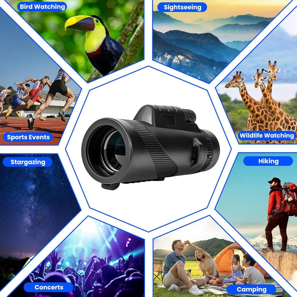 80x100 HD ZOOM Powerful Monocular Telescope Portable Telescope Long Range Telescope for Hunting Sports Outdoor Camping Travel