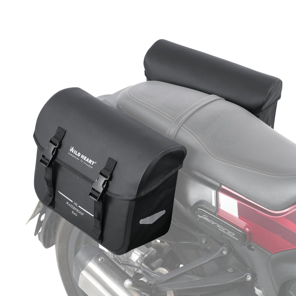 WILD HEART Motorcycle Waterproof Saddlebag Retro Tail Bag 20L for Soft and Road No Rain Cover (10L2) Sportster, Tail, Dyna, King. Required.
