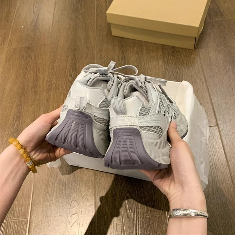 Thick-soled Women's New Summer Thin Mesh Breathable Versatile White Shoes Heightening Casual Sports Shoes