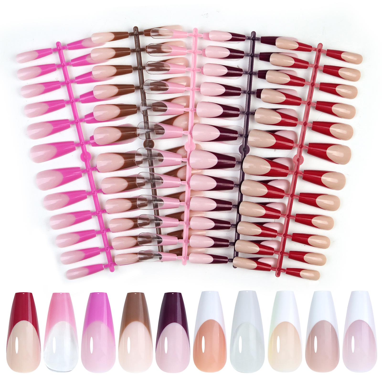 

New French Seamless Almond Short Removable Wearable Nail Tips - 120 Pieces