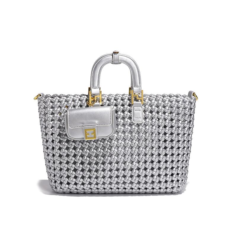 

Летняя повседневная, универсальная сумка-тоут большой вместимости, плетеная вручную сумка, простой набор из трех предметов, сумка через плечо