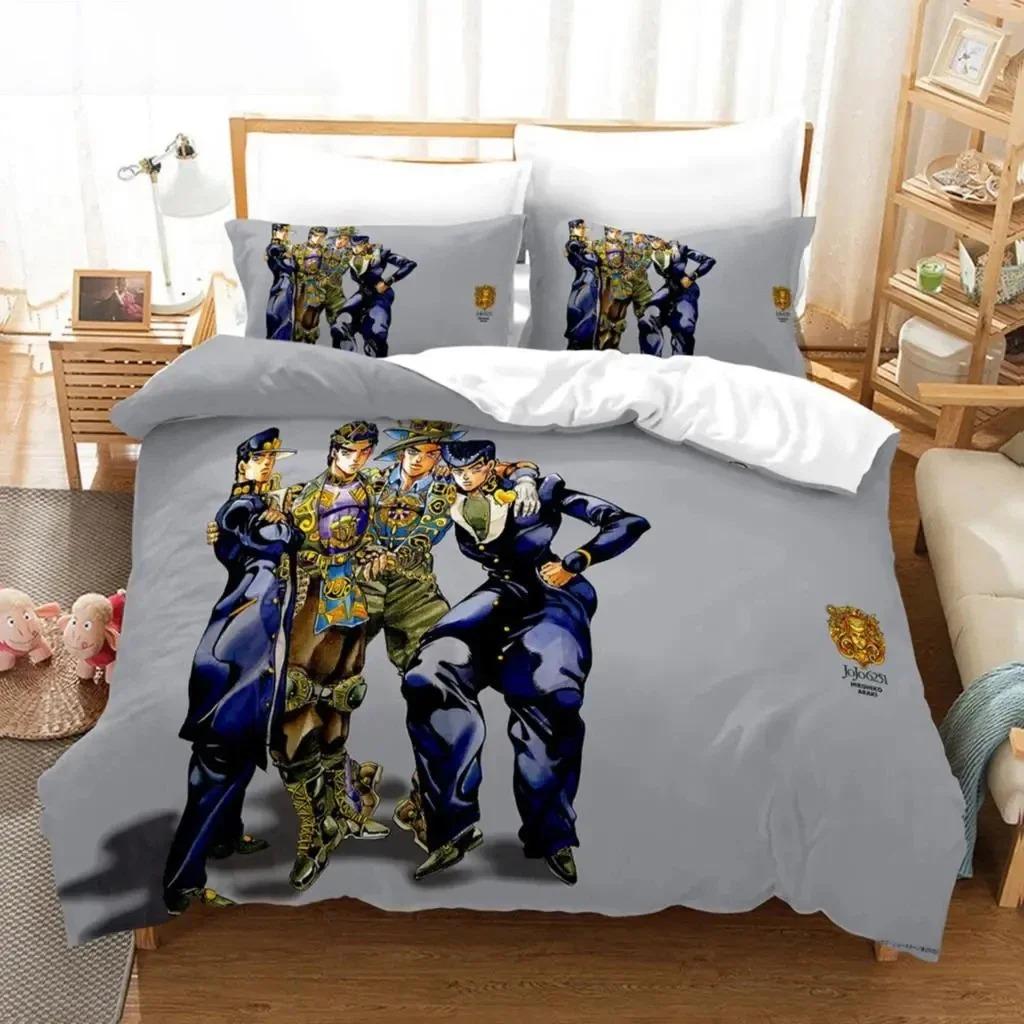 Comforter Anime Jojo Bizarre Adventure Jotaro Kujo Bedding Set 3D Printed Suitable For Bedroom Kids Home