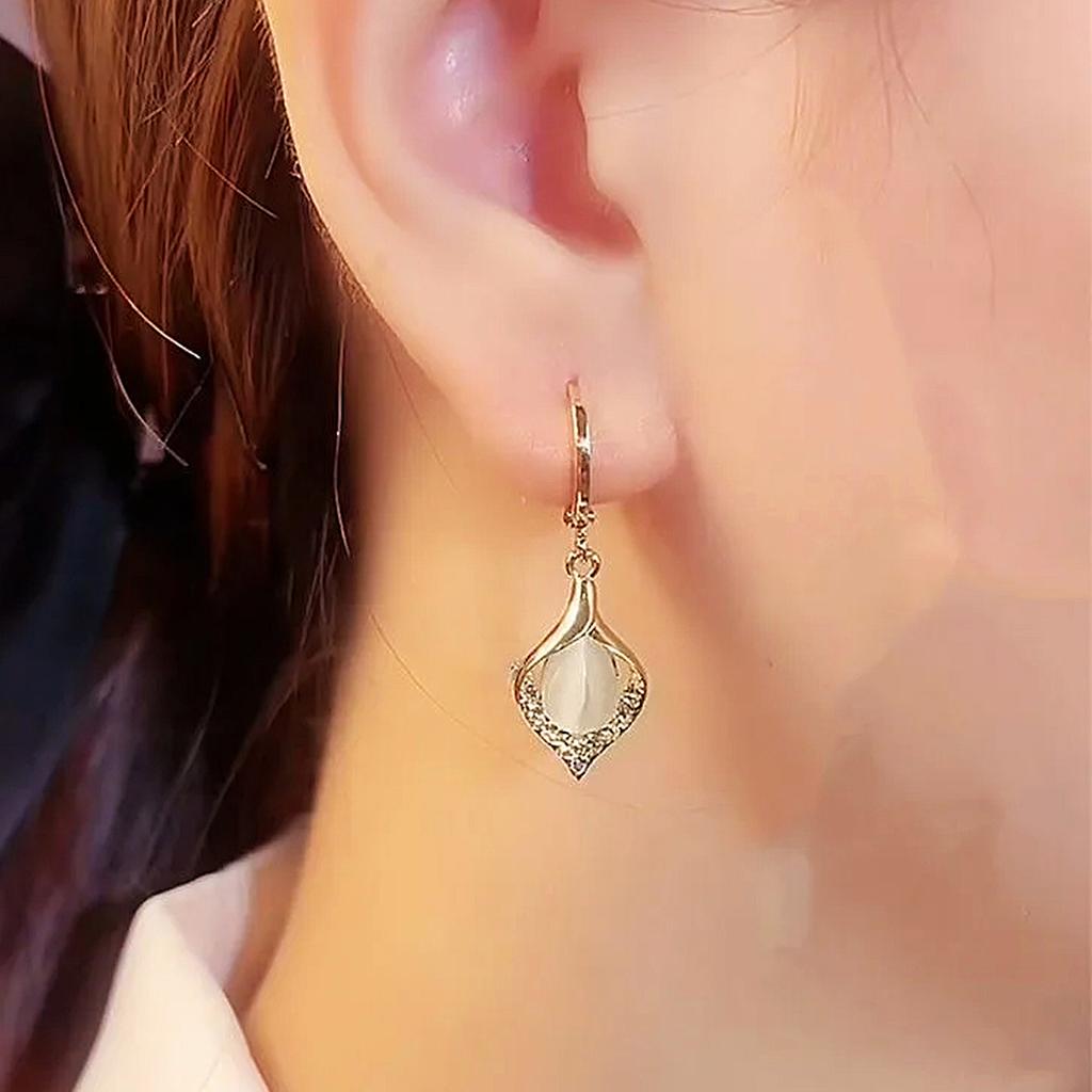Angel Eyes Design Titanium Steel Earrings with Cat Eye Stone - Trendy Zircon Gifts for Women & Girls (Luxury Design)