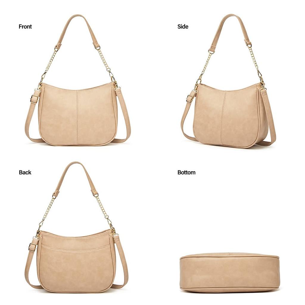 BRASS TACKS Leathercraft Genuine Leather HandbagShoulder Bag for Women, Large Capacity, Elegant Design (Beige)