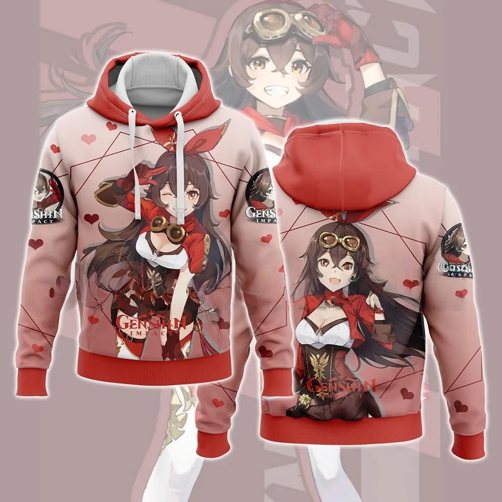 Felpe Cosplay Genshin Impact Felpe con Stampa 3D Uomo Donna Moda Casual Felpe Oversize Felpa con Cappuccio Pullover Tuta