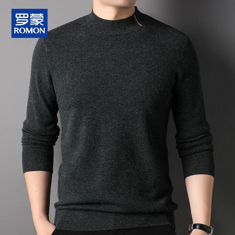 ROMON Men's 100% Cashmere Half-High Collar Pullover Sweater