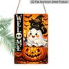 2D Flat, 1pc Halloween Welcome Cartoon Ghost Aluminum Sign, Front Door Welcome Plaque, Farmhouse Entry Wall, Halloween Party Backdrop, Cottage Porch