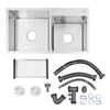 Stainless Steel Double Bowl Drop-in Kitchen Sink Noise Reduction Efficient Drainage Anti-Condensation Easy To Clean