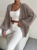 Cross-border Europe, America, Amazon women's clothing is popular, solid color loose large size knitted cardigan, comfortable single-row pearl buckle j