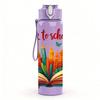 1PC Back To School Book Art Print 750ml Color Plastic Sports Water Bottle Leakproof Flip Straw Lid Suitable for Sports Office Home Use