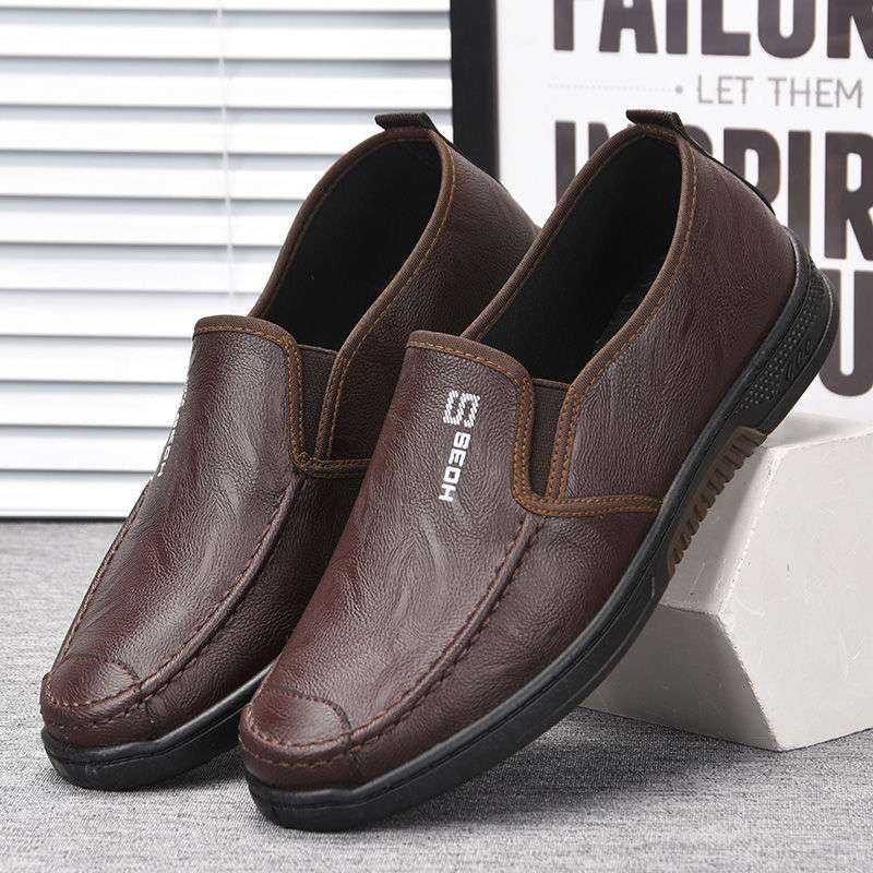 Spring and summer men's casual leather shoes waterproof and oil-proof chef shoes soft-soled non-slip work shoes hotel work leather shoes men