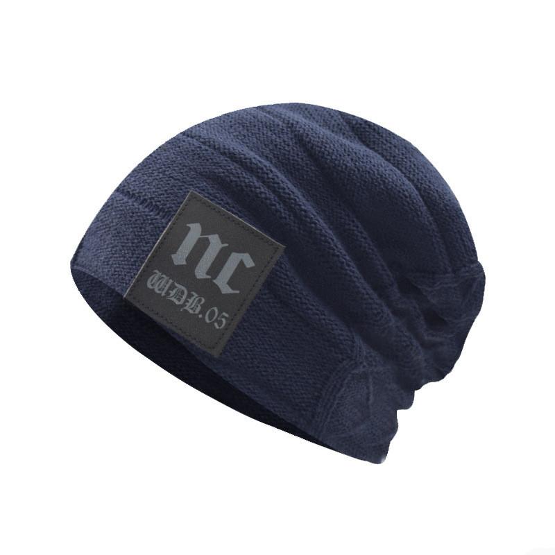 Casual Unisex Knitted Cap With Satin Weave And Patch Elements For Seasons Cold