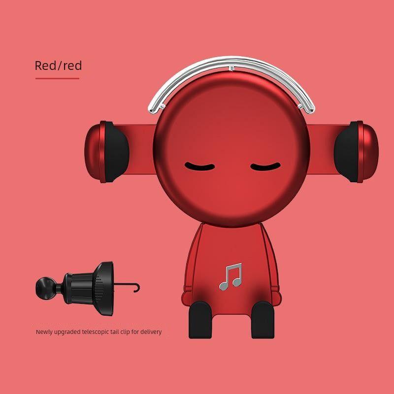 Japanese Car Mount Holder Cute Cartoon Car Air Vent Navigation Support Stand Gravity Automatic Universal Type Mr. Music [China Red]