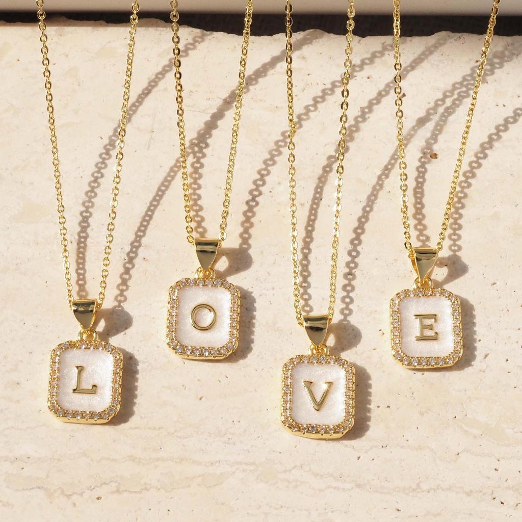 Trendy Gold-Plated A-Z Initial Pendant Necklace with Enamel Finish