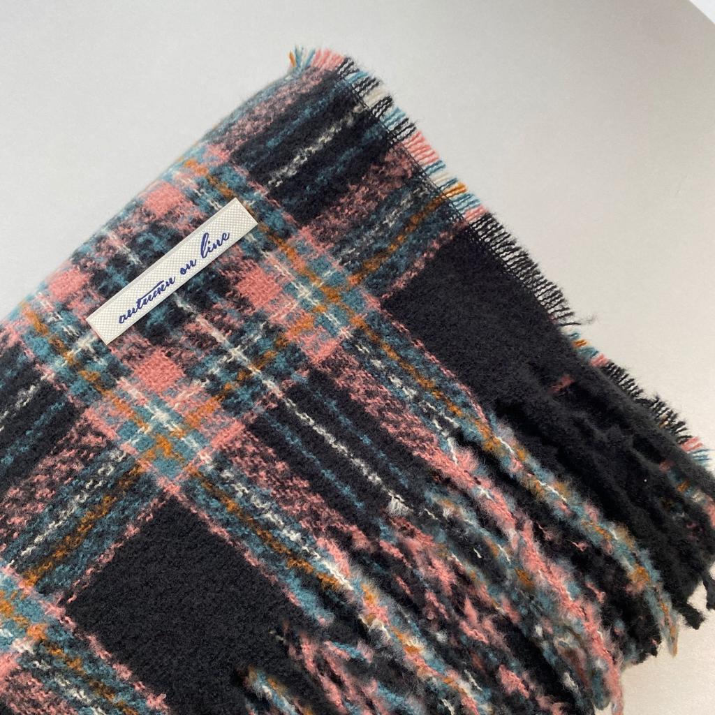 Korean Style Scarf Winter Warm Atmosphere  New Year and Christmas Warm Shawl  Student Retro Plaid Scarf