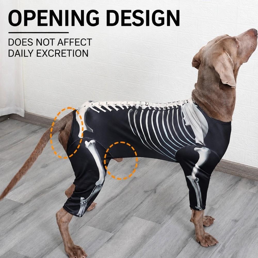 Black Skeleton Dog Costume Skull Bones Print Dog Spooky Cool Pullover Shirt Halloween
