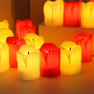 12Pcs LED Candle Lights Flameless Candle Lamp Battery Operated Tea Light Plastic Flickering Tears Candle Light Home Decor