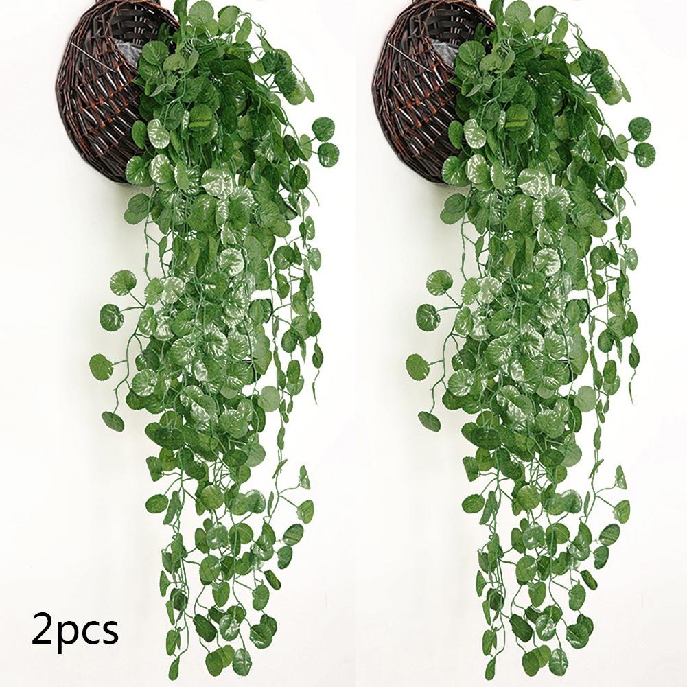 2Pc 90Cm Artificial Hanging Plant Greenery Vine Leaf Garland Begonia Leaf Rattan