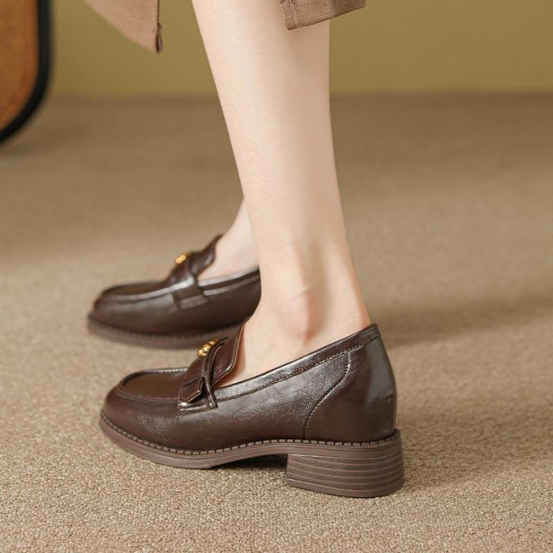 Women'S Vintage British Style Loafers Jk College Style Thick Sole Dress Women'S Shoes Elegant Casual Leather Shoes Zapatos Mujer