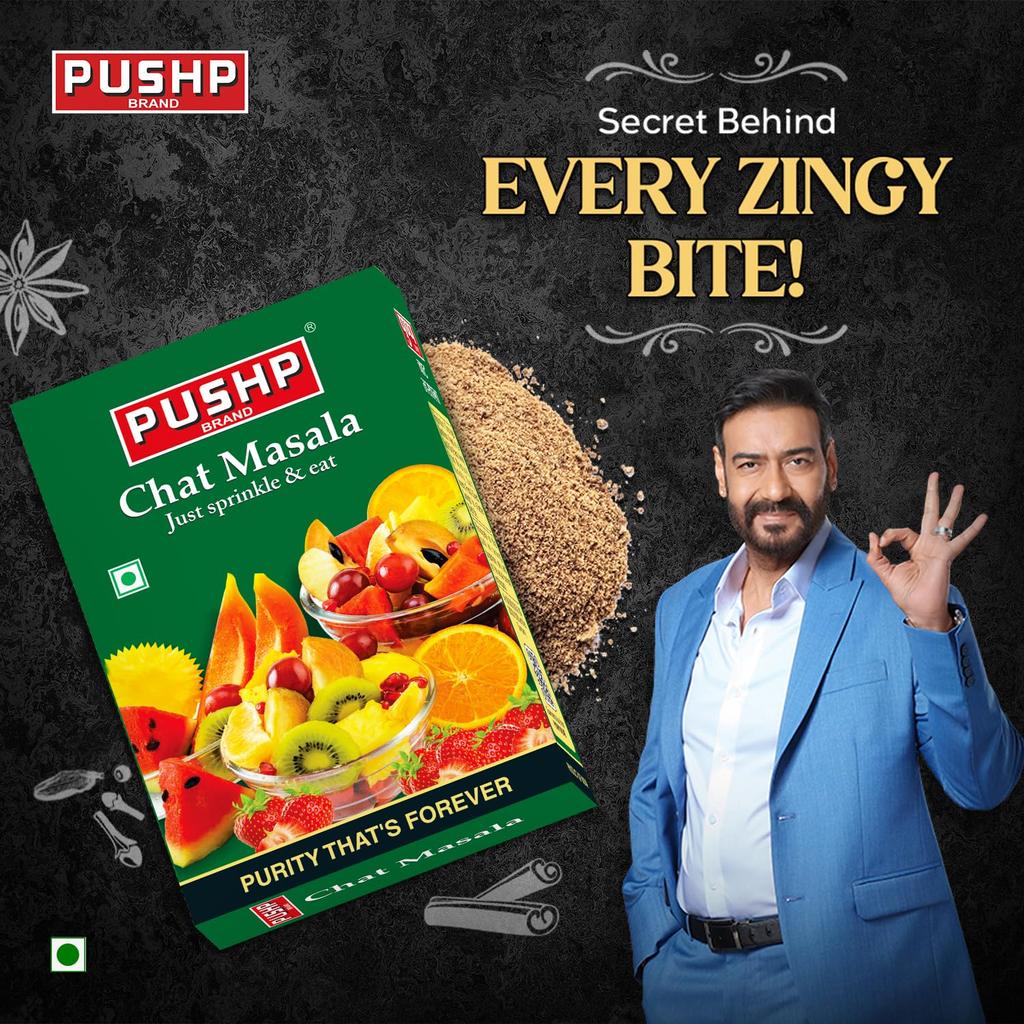 Pushp Chat Masala Tangy And Spicy Seasoning Blend For Fruits Snacks Salads And Chaats Authentic Flavor Enhancer 100G X Pack Of 5