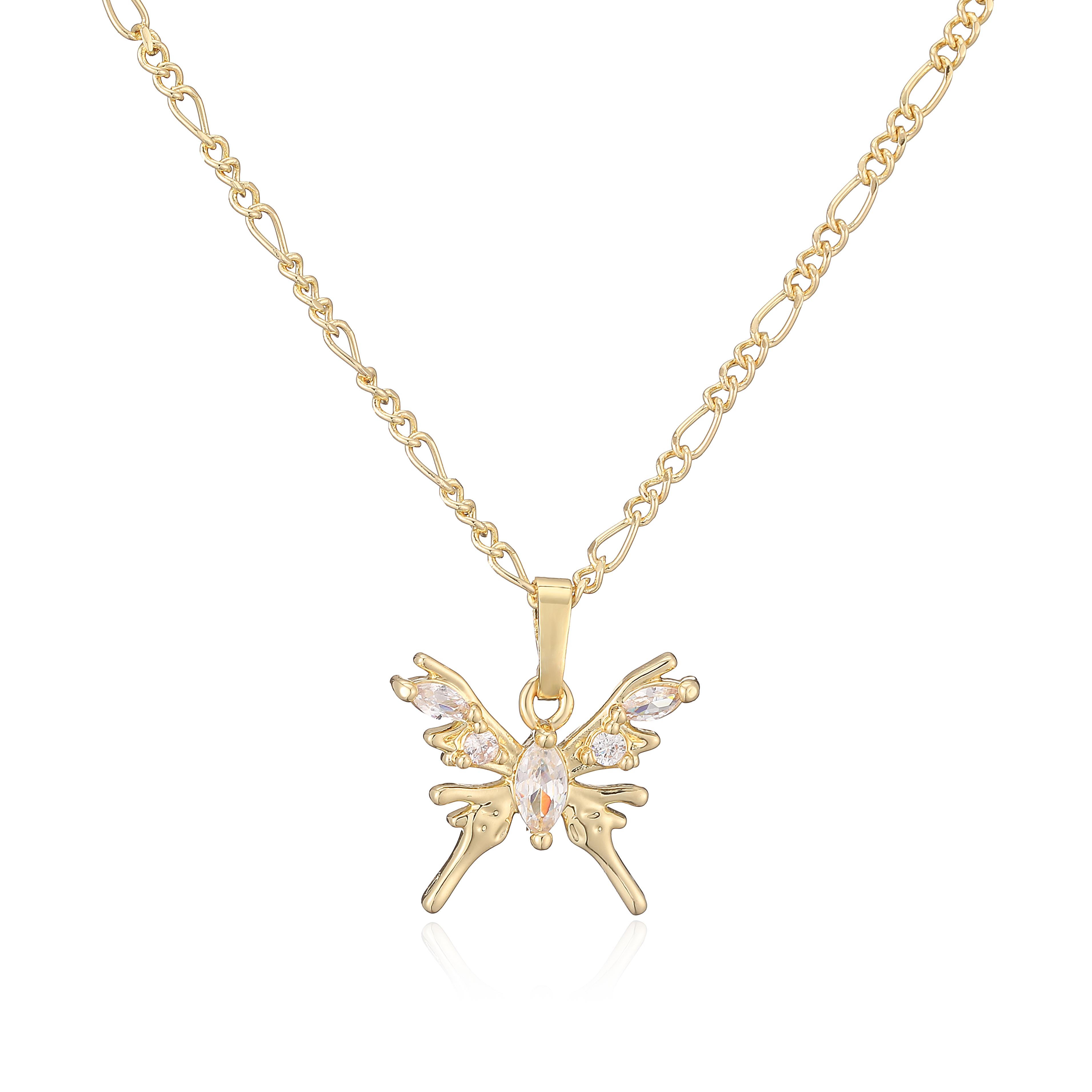 

HECHENG, CZ Stone-Set Dead Leaf Butterfly Charm Exquisite Minimalist Korean-Style Zircon Women s Everyday Accessory 1 Piece Other