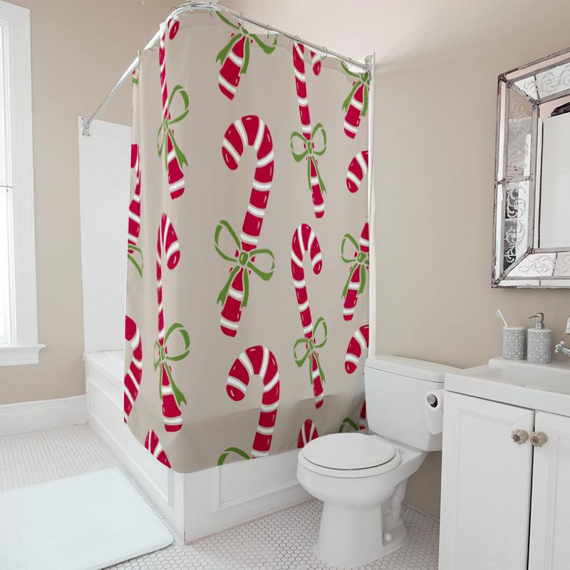 TU Christmas Shower Curtain Festive Holiday Decor Reversible Waterproof Fabric Bathroom Curtain Modern Patterned Backdrop Holida