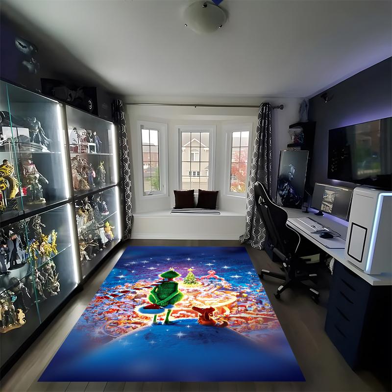Tapis imprimé Grinch, Tapis pour chaise de bureau Salon Chambre à coucher Décoration de cuisine Cadeaux.