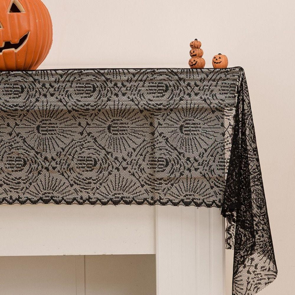 Black Color Black Lace Table Runner Long Length Spider Web Table Runner  Table Decor