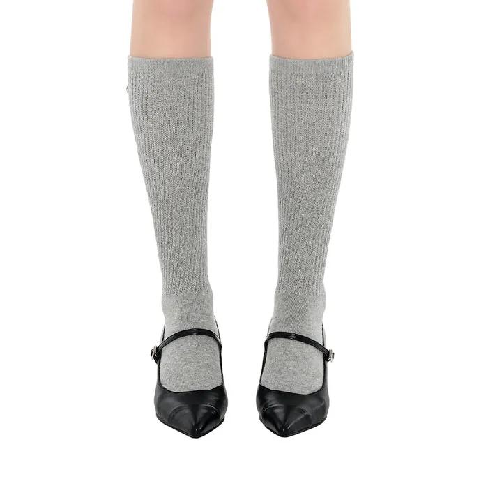 Heart Button Knee Socks / Gray