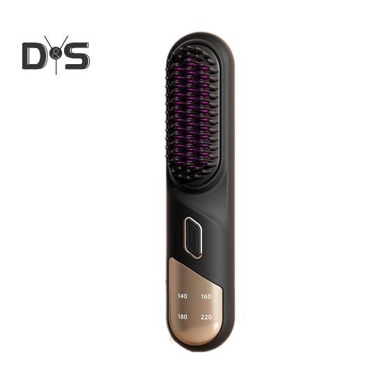 

Щетка-выпрямитель для волос с 4 регулируемыми температурами, быстрым нагревом, тип C, перезаряжаемая, беспроводная, с отрицательными ионами, электрическая, для пушистых вьющихся волос чёрный