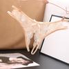 Sexy Lingerie Women Transparent G-strings Thongs Crotch Opening Lace Panties with Bowknot for Ladies