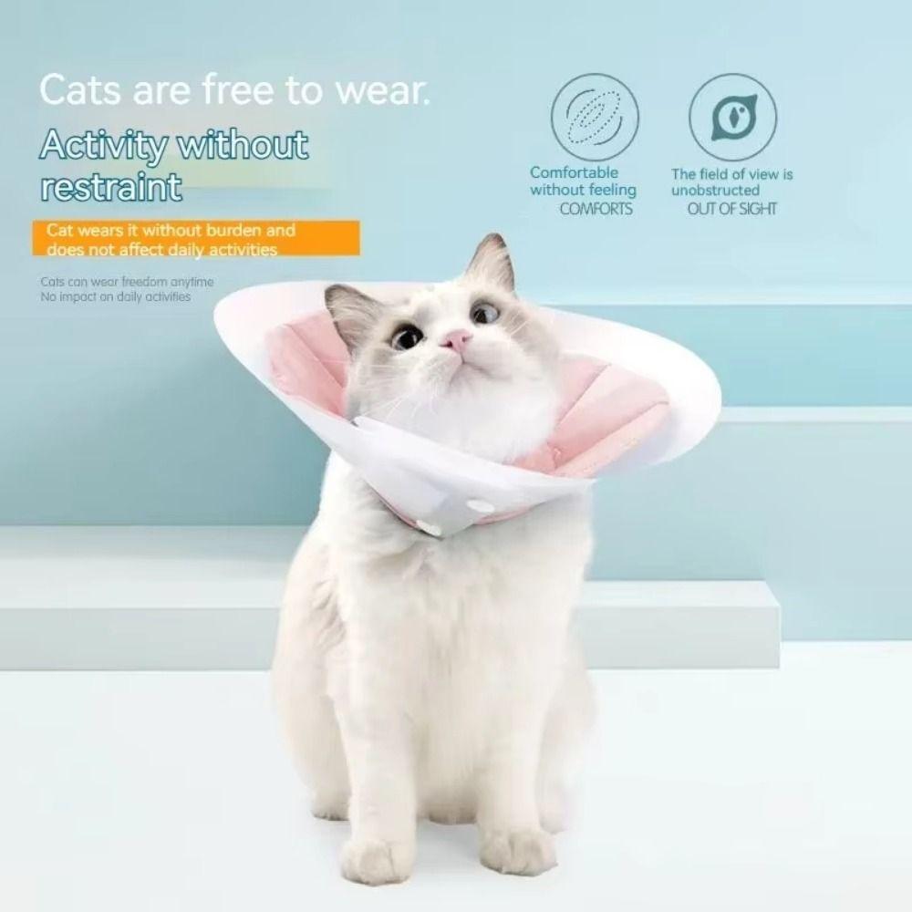 Double-layer PVC Cat Elizabeth Circle Adjustable Kitten Neck Cone Thin Wound Recovery Headband  Dog