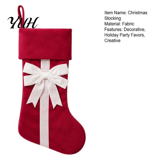 Holiday Home Decorations Christmas Stockings with Bow, 18 Inch Large Velvet Plush Cuff, Gift Storage Bags Hanging Decor for Fireplace And Candy Retro