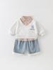 2026 New Boys' and Girls' Plaid Patchwork Two-Piece Hoodie Set for Spring and Autumn