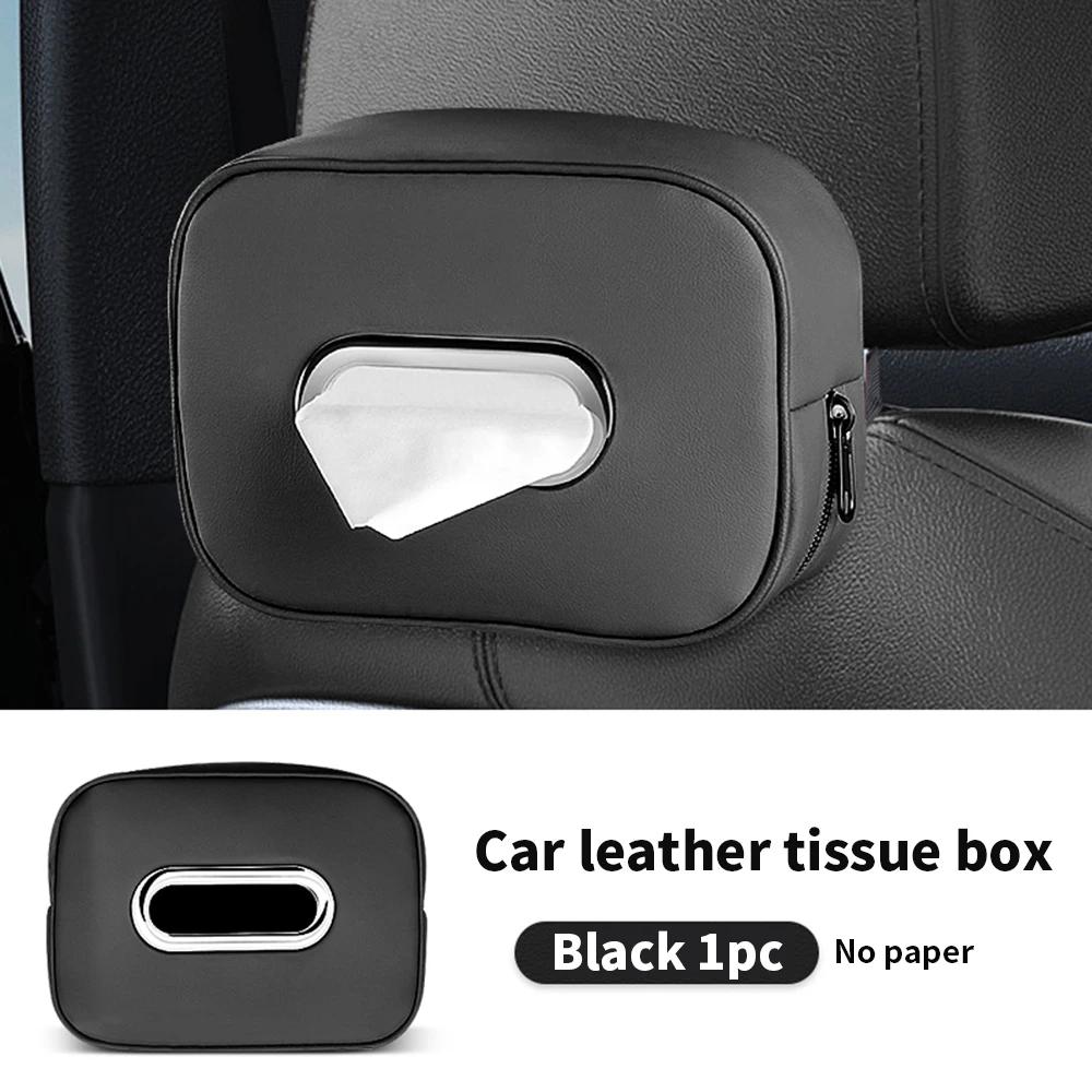 2025Car Tissue Box Holder Microfiber Leather Car Center Console Armrest Napkin Box Sun Visor Backseat Tissue Case with Fix Strap