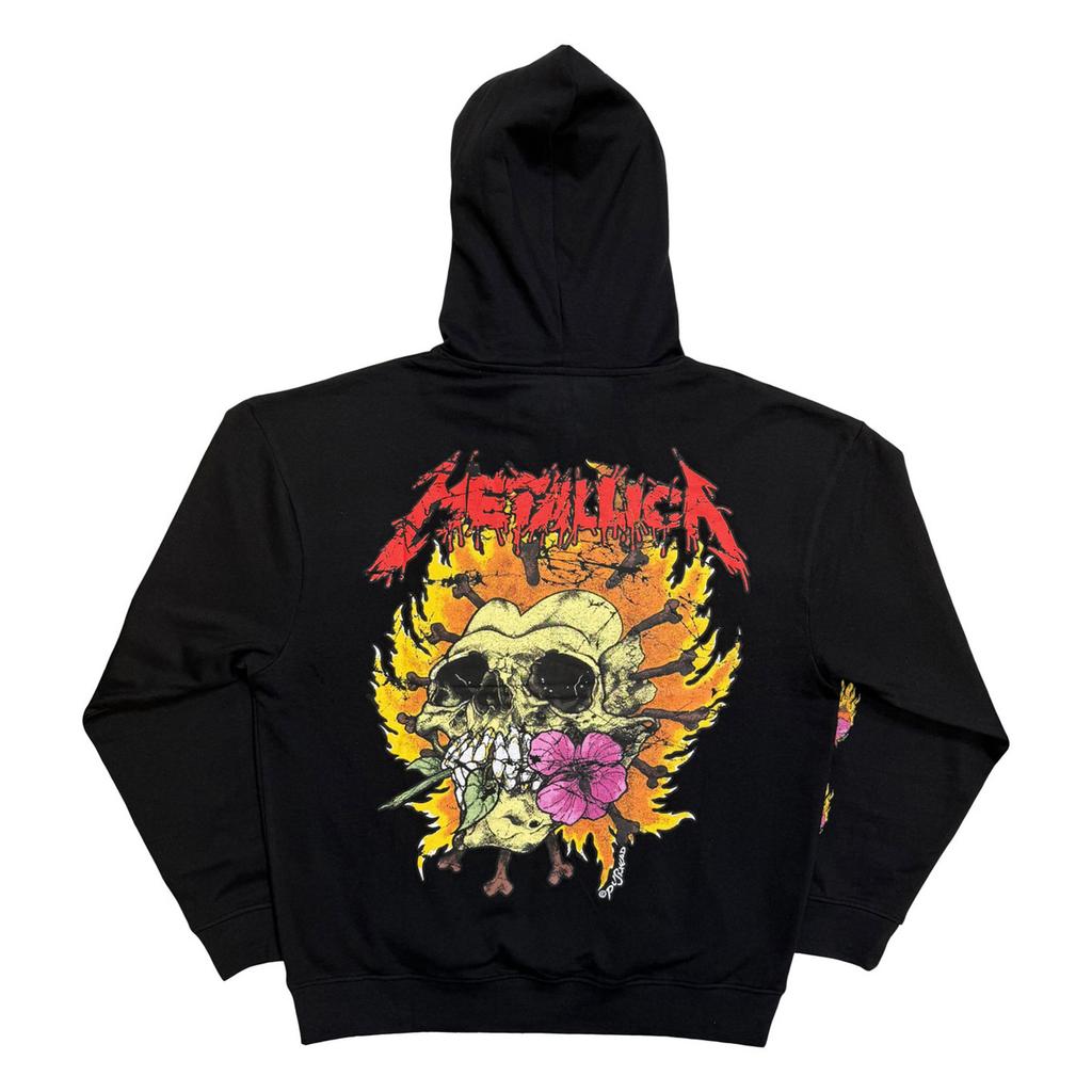 Metallica Unisex Adult Flower Skull Back Print Hoodie