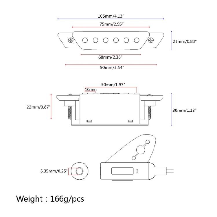 1Pc Guitar Sound Hole Pickup Acoustic Electric Transducer Magnetic Preamp Pickup