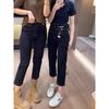 Plus Size High Waist Stretchy Cropped Jeans for Women - Slimming Straight Leg Pants for Spring & Autumn