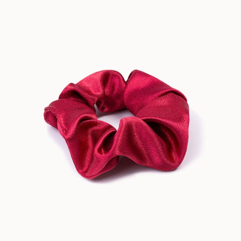 Korean Puff Hair Loop Crystal Satin Hair Scrunchie Fashion Ruffle Headband  for Meatball Head