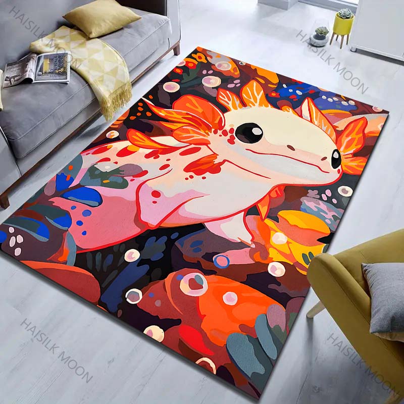 1 Stück Süßer roter Salamander Teppich für Wohnzimmer Schlafzimmer Sofa Heimdekoration Rus Rutschfeste Bodenmatte Luxusgeschenk