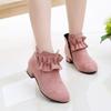 Girls' High Heel Princess Boots - Autumn Winter 2025 Fleece-Lined Short Boots for Kids
