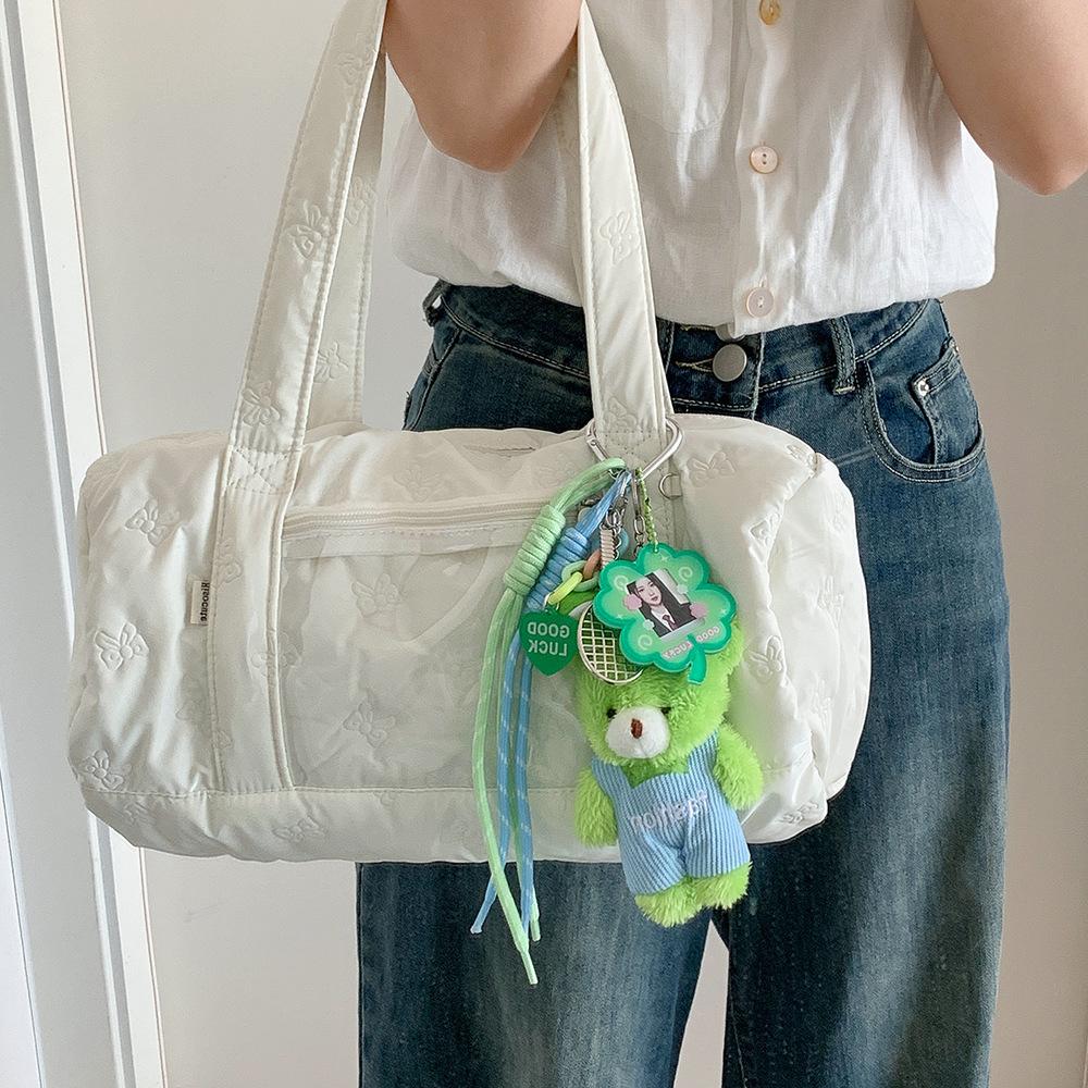 Cute Little Bear Doll Keychain Plush Backpack Pendant Acrylic Photocard Holder Student Kpop Idol Photo Card Bag Key Buckle