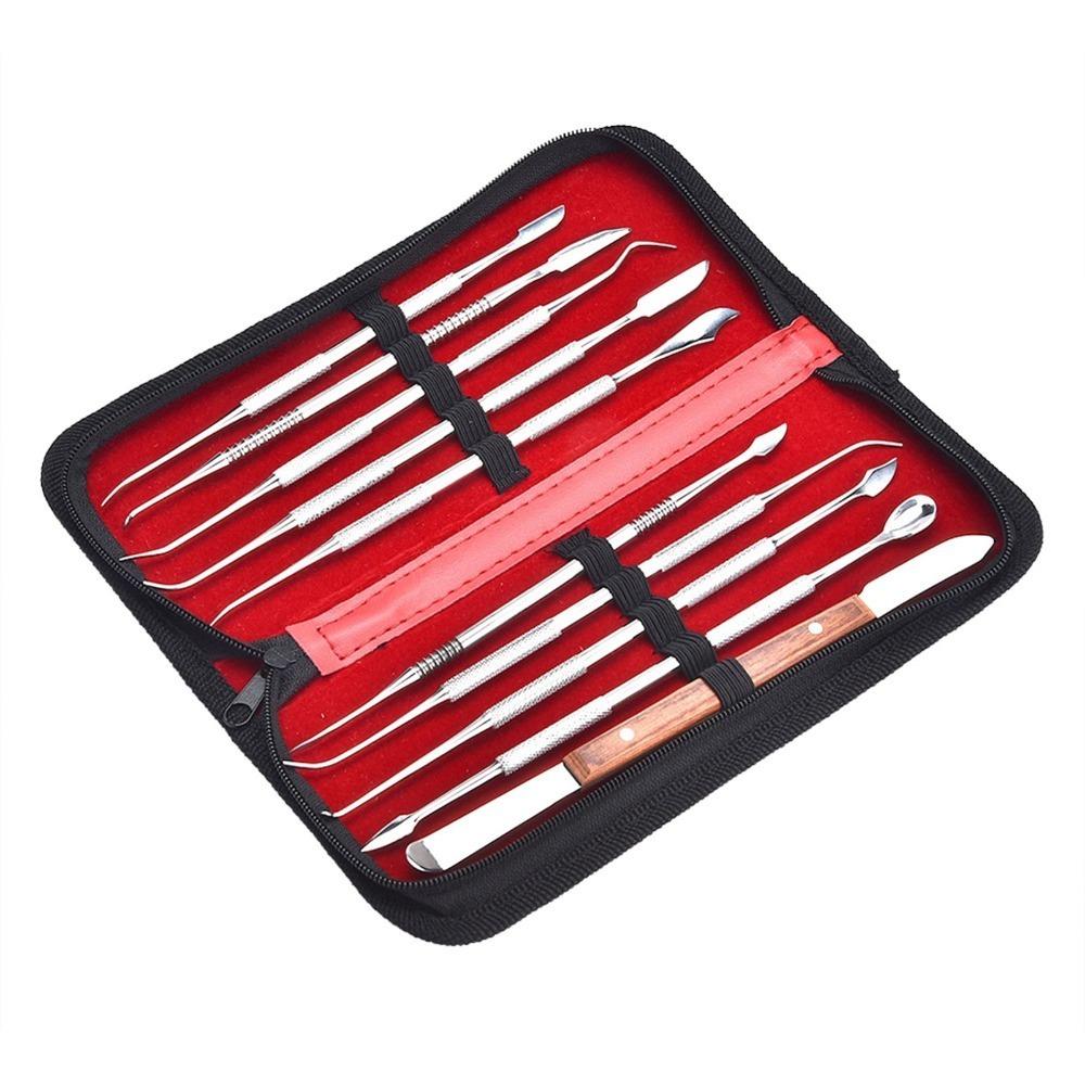 Stainless Steel Wax Carving Tool Set 10-Piece Set Portable Metal Sculpture Kit With Case Double Ended Clay Sculpting Tools