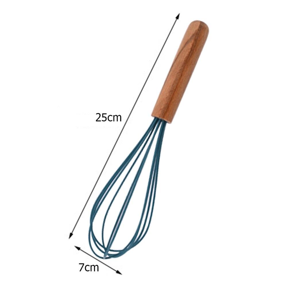 Batător de ouă din silicon, 1 buc, mâner din lemn, accesorii pentru bătut de ouă de mână, unelte de bucătărie, accesorii pentru coacere