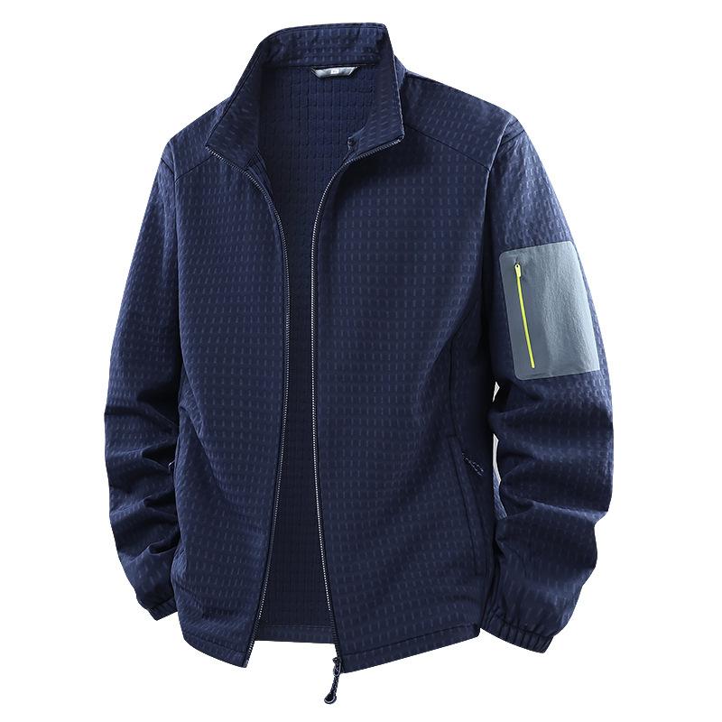 Осенне-зимняя клетчатая флисовая куртка, мужская куртка-кардиган со стойкой, теплая осенне-зимняя куртка L