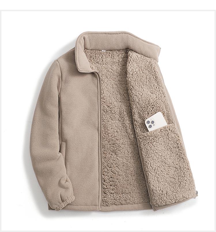 Unisex 2025 Cotton Coat: Short Fleece Stand-up Collar Cardigan for Autumn/Winter, Double-Sided Thick Warm Outerwear.