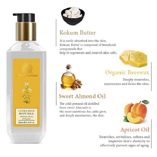 Forest Essentials Lapte de corp ultra-bogat Mashobra Miere & Vanilie Lotiune de corp hidratanta naturala 200 ml