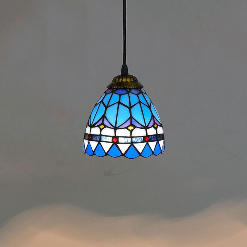 Colorful Mediterranean Style Bohemia Lamp Stained Glass Shade Mosaic Pendant Light for dining room bar lighting
