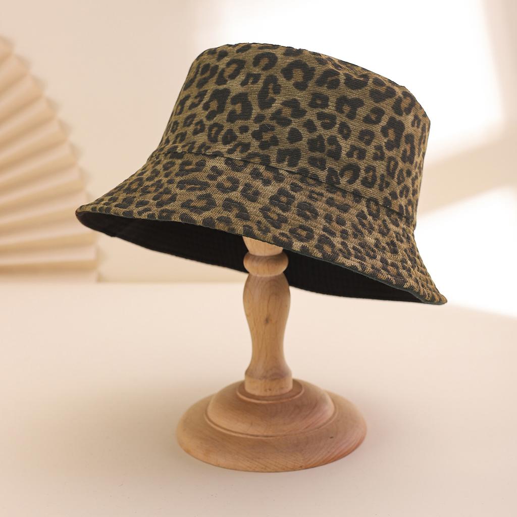 Fashion Leopard Print Wide Brim Fisherman Hat, Outdoor Sun Protection Flat Top Bucket Cap, Daily Wear Accessories