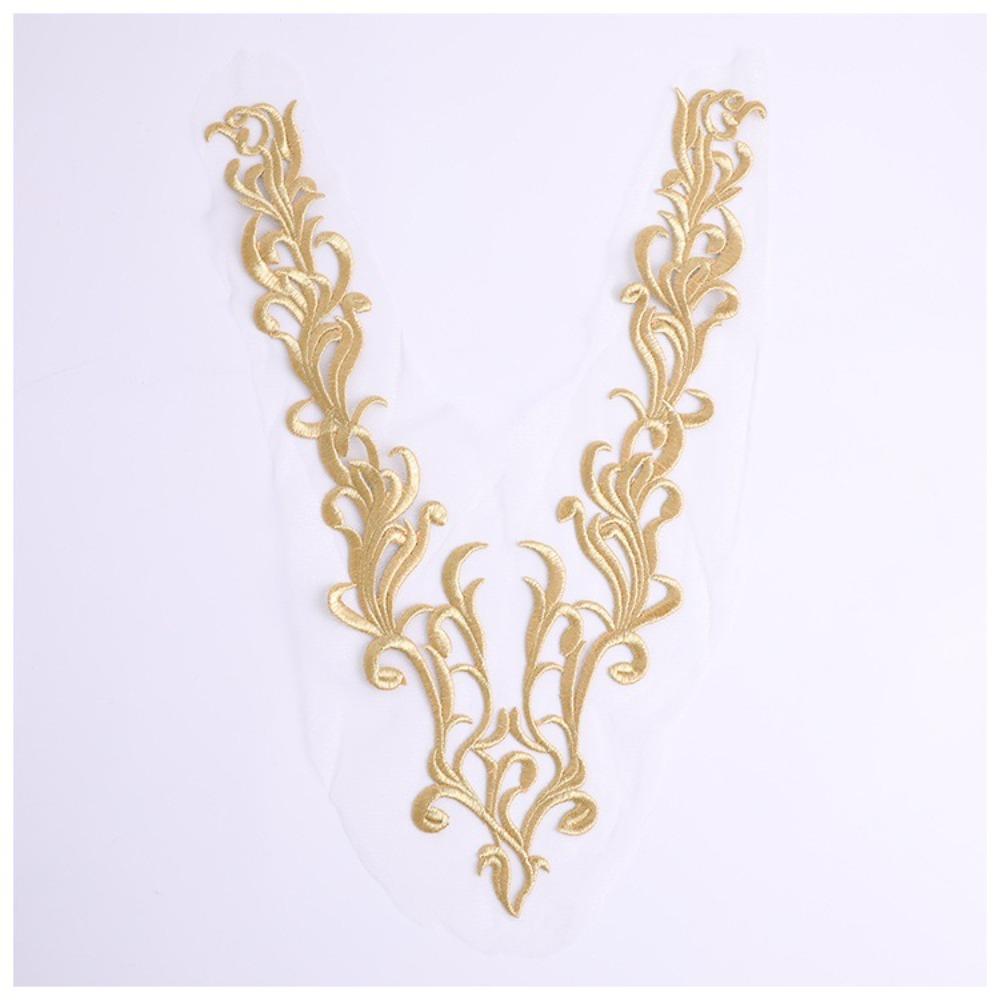 DIY Embroidery Sequin Lace Applique Wedding Gown Cheongsam Bridal Dress Crafts White Gauze